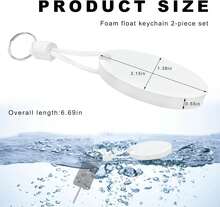 2 Pcs Floating Keychains Oval Foam Key Fob Float Buoy Pendant Waterproof Key Ring Boating Fishing Surfing White - White - View 2