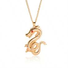 European And American Ins Style Fashionable Men And Women Diamond Studded Golden Dragon Pendant Domineering Sweater Chain Couple Flying Dragon Necklace Accessories - 5213 - Xem 9