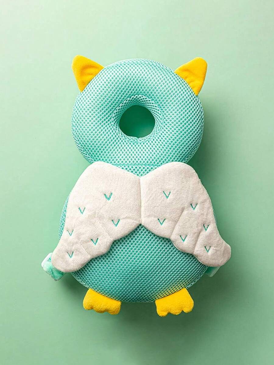 1pc Cartoon Green Owl Anti-Fall Pad, Breathable Baby Anti-Fall Pillow, Baby Learning To Walk Head Protection Hat, Baby Cartoon Pig Anti-Fall Protection Pillow, Baby Walking Anti-Fall Hat And Pillow Pad
