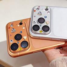 NNBILI Luxury Sparkling Rhinestone 3D Heart Camera Lens Sticker Compatible With IPhone 17 Pro Max - Exquisite Matte Protective Film, Colorful Heart Design, Scratch-Resistant, Made Of Tempered Glass - Blue - View 6