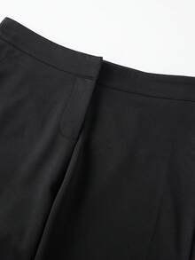 Women's Spring Summer Capri Pants Low Waist Solid Color/Dot Print Slim Fit Cropped Trousers - Black - View 8