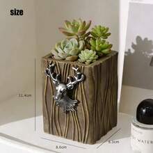 1个创意驯鹿造型多肉植物花盆，适合客厅、阳台、办公桌装饰 - 乔迁新居礼物 - 鹿頭花盆 - 查看 10