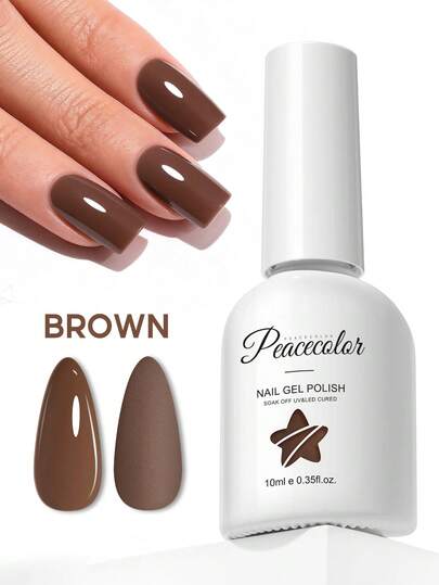 peacecolor 1 Botella de 10ml de Esmalte de Uñas en Gel Marrón, Esmalte de Uñas en Gel Marrón Removible, Adecuado para Diseños de Arte de Uñas, Manicura Francesa, Larga Duración y Resistente, Ideal como Regalo para Mujeres en Salón de Manicura DIY