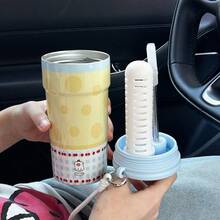 1pc New Large Capacity Stainless Steel Insulated Water Bottle, Oversized Highly Attractive Handled Tumbler With Straw - Multicolor - View 4