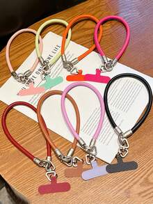 1 szt. wysokiej jakości skórzany pasek na nadgarstek w kolorze srebrnym, krótka smycz do telefonu ze skóry PU, zabezpieczenie przed upadkiem do torebki, brelok do kluczy, uchwyt na telefon do użytku na zewnątrz, kompatybilny z systemem Android i większością smartfonów, prezent dla matki, rodziny, przyjaciół, dzieci, na urodziny, świąteczny łańcuszek do telefonu - Wielokolorowe - Zobacz 2