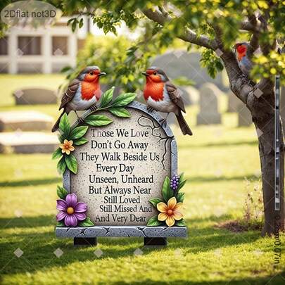 1件复古麻雀纪念牌匾 - 亚克力花园标牌，耐候户外装饰，落地式，动物主题，无需电源，适用于纪念亲人、墓地装饰 | 纪念装饰