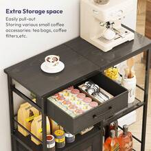 Coffee Bar Cabinet For Home - Farmhouse Coffee Stand Station Multi-Purpose Storage Cabinet With Adjustable Feet, Drawers - Kitchen Bar Table For Living Room, Corner, Small Space, Black - màu đen - Xem 3