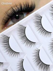 5pairs Of Lightweight And Natural False Eyelashes-Reusable And Lightweight, Creating A Dramatic Eye Makeup Effect-Ideal For Daily Wear. False Eyelash Strips. Real And Fake Eyelashes - Black - View 1