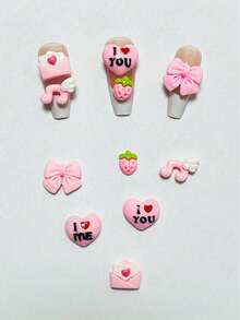 情人节散装供应 30 件装 Y2K 粉色可爱 3D 树脂卡通 我爱你 我爱我自己 心形 迷你草莓 爱心信封 蝴蝶结翅膀 音符 美甲装饰吊坠宝石 平底可爱 手机壳 发夹收纳盒 装饰配件 手工 法式芭蕾舞棺材 日常美甲工具 DIY 手工艺品 - 彩色 - 查看 3