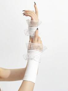 1 chiếc găng tay giữ ấm cổ tay giả mỏng dành cho nữ, có viền trang trí. - Nhiều màu - Xem 16