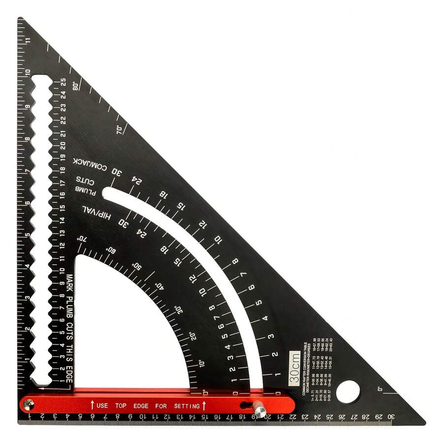 12 Inch Adjustable Roofing Square, Aluminum Alloy Rafter Square With Lockable Protractor Arm - Black - View 1