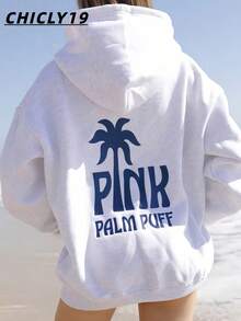 CHICLY19 "Hawaii Hibiscus" Hoodie InAquamarine Women's Oversized Light Gray Hoodie | Viral-Worthy Bestseller | Vintage Y2K Aesthetic Casual Pullover | Back Navy Palm Tree Graphic Print Streetwear Top | Soft Breathable Cotton Blend Fabric | Loose-Fit Long-Sleeve Relaxed Silhouette | Widely Popular Outfit For Beach Vacation/Daily Campus/Weekend Hangout | Chic Minimalist Cozy Loungewear | Adjustable Drawstring Hood | Relaxed Fit For Female Teens & Adults | High-Quality Comfortable Daily Wear | Spring/Summer Outings & Leisure Gatherings Must-Have | Eye-Catching Back Print Casual Wardrobe Staple - Grey - View 13