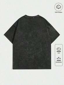 1Pcs,2026,EWH Vintage Washed Rock Tee |      Band Skull Print, Alternative Metal Fans Short - Sleeve,Cheap Clothes,Shirts Graphic,T Shirt Men DG004 - 黑4 - 查看 2