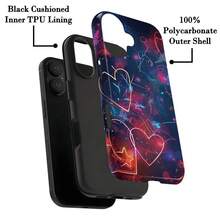 Funda para teléfono: Funda de película dos en uno con patrón de corazón temático del Día de San Valentín, diseño robusto de doble capa que proporciona excelente protección, duradera y a prueba de golpes, adecuada para iPhone 17/16e/16/15/14/13/12/11/8/7/X/XS/XR/Plus/Pro Max/SE2/SE3, regalo ideal de cumpleaños y Navidad - Colores mixtos - Ver 3