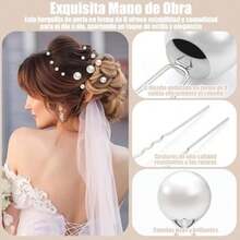 50 Piezas de Horquillas de Perlas,Accesorios para el Cabello de Novia con Perlas,5 Tamaños,Elegantes Accesorios para el Cabello Retro en Forma de U con Caja Blanca de Almacenamiento,Plateado(default) - Multicolor - Ver 4