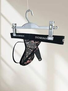 1件性感卡通象鼻印花网纱低腰男士丁字裤 - 黑色 - 查看 10