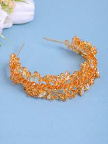 1件优雅女士水晶发箍发饰，新娘婚礼头饰，适合公主主题活动、节日、生日派对、舞会等场合 - 香檳色 - 查看 8