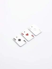 3件套新款不锈钢扑克牌黑桃心形吊坠项链，男女通用，饰品（带孔，不含链子） - 撲克牌 - 查看 4