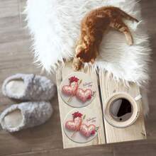 6个浪漫丘比特爱情图案木质杯垫，非常适合家居装饰、卧室、办公室、茶室，也适合作为情人节、婚礼、生日派对、复活节、新年礼物。 - 升級3 - 查看 11