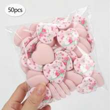 Printed Heart-Shaped Finger Sponges 5/10/20/50pcs, Beauty Makeup Sponge For Mixed BB Cream & Foundation Liquid Concealer Application. Especially Suitable To Cover Local Flaws And Blemishes On Eye Area, Nose Wings, Lip Corners With Precise Contouring