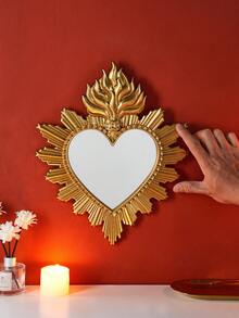 1件简约圣心火焰造型装饰挂件，手工制作，火焰心形装饰，适用于家居墙面、客厅、卧室、书房或摄影道具，多种颜色可选 - 彩色 - 查看 9