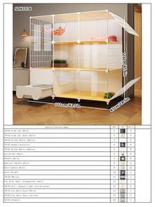 室内猫笼带猫砂盆、猫公寓、猫屋、猫厕所，拥有宽敞的自由空间 - 彩色 - 查看 15