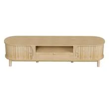 TV Cabinet With Doors And Drawers. Rattan TV Cabinet, Solid Wood Doors, Country-Style Storage Solution – Low Front Panel. - Natural - 查看 8