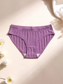 5件組女款純棉三角低腰無痕內褲，字母腰帶設計，舒適透氣運動內著 - 彩色 - 查看 6