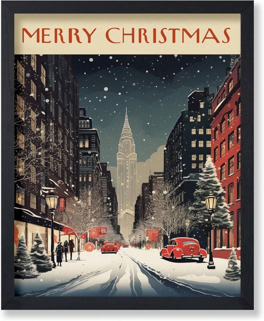 Póster Maestro Feliz Navidad - Impresión de Calle de Nueva York - Arte Navideño - Arte Festivo - Arte Invernal - Regalo para Él, Ella y Amantes de los Viajes - Decoración para Dormitorio o Sala de Estar - x Póster sin Marco, cuadros decorativos para sala, póster, con marco, pósters, cuadros para la pared, marcos para cuadros, cuadro, Virgen de Guadalupe, salas - transparente - Ver 1