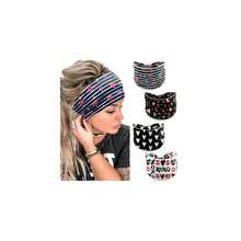 4 Pcs Valentine's Day Headbands For Women, Black White Wide Turban Dress Up Costume Breathable Stretchy Non Slip Head Wrap, Love Heart Pattern Holiday Fall Winter Hair Band For Yoga Running Party - Red - 查看 1
