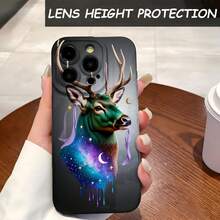 1PC Phone Case ,  Deer Galaxy Moon Stars Night , Stylish Phone Case, Phone Decoration, All-around Lens Protection, Creative Small Gift, Funny Gift for Boys and Girls - Negro - Ver 4