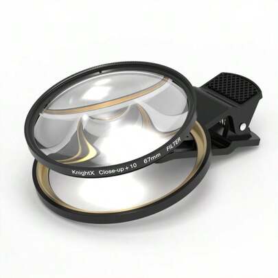  KnightX 37mm 52mm Macro Lens, 10X Close-Up Phone Clip, Aluminum Alloy, Universal Smartphone Camera Accessory