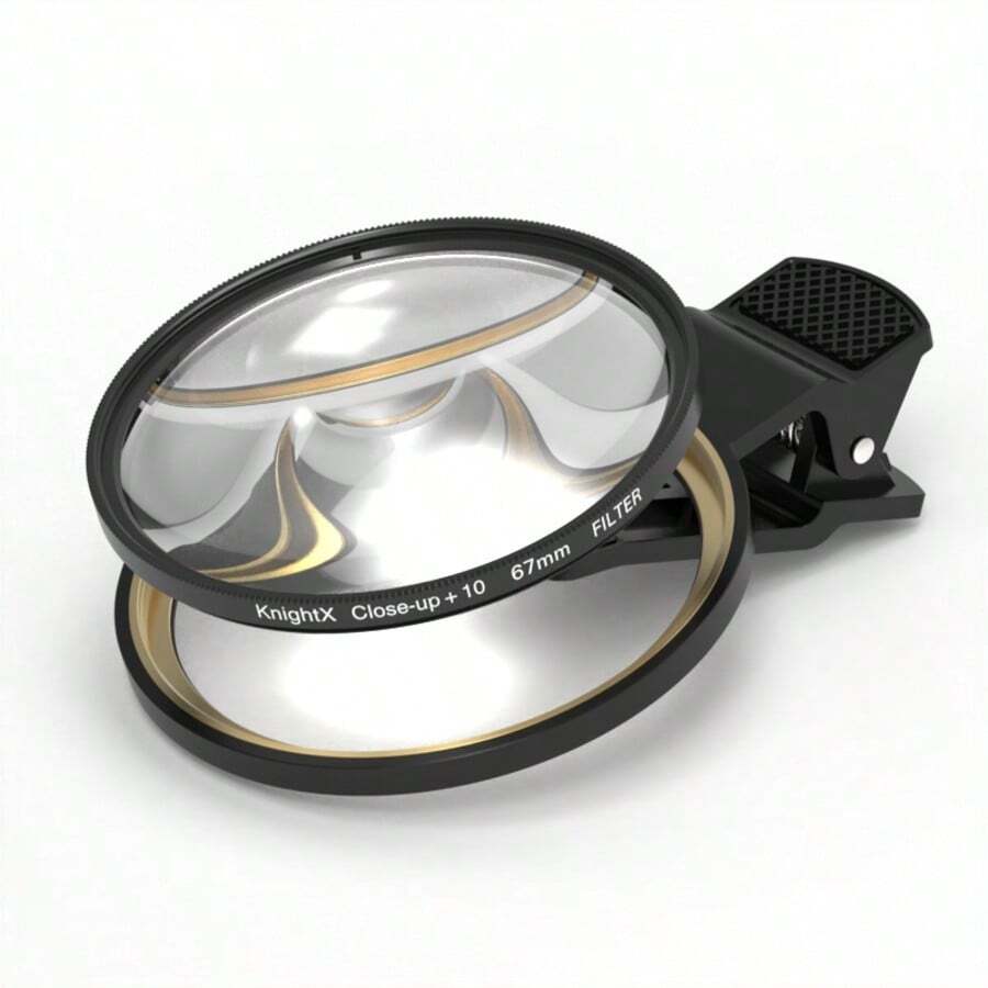 KnightX 37mm 52mm Macro Lens, 10X Close-Up Phone Clip, Aluminum Alloy, Universal Smartphone Camera Accessory
