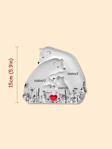 拥抱熊一家亚克力拼图，蓝色、黑色、黑色花卉图案，家庭爱心礼物，可定制家庭成员姓名，房间装饰 - 彩色 - 查看 22