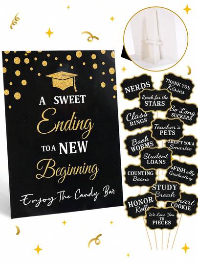 一套毕业派对装饰套装，包括毕业蛋糕装饰插牌、祝贺2026届毕业生蛋糕装饰、甜点装饰、毕业中心摆件、餐桌装饰品、厨房餐桌装饰、自助餐标签、DIY毕业装饰创意、毕业派对用品、毕业派对装饰