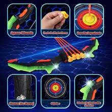 Juego De Arco Y Flecha para Niños, Juego De Tiro con Arco con Luz, Incluye 10 Flechas con Ventosa y Carcaj, Juguetes De Interior y Exterior Aptos para Que Jueguen Los Niños,37858759 - Rosa Roja - Ver 5