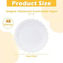 7英寸/9英寸白色扇形纸盘，一次性蛋糕盘/甜点盘/餐盘，适用于婚礼、婴儿派对、生日、毕业典礼等各种场合。 - 白色 - 查看 15