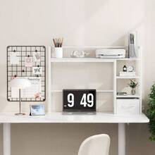 Desk Shelf With Drawer, 40 Inch Desk Hutch Computer Monitor, Desk Shelf Top Of Desk, Wooden Desktop Bookshelf Storage Rack Home Office Dorm - White - White - View 7