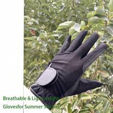 1 Pair High-End Quality PU Leather & Mesh Breathable Equestrian Gloves, Summer