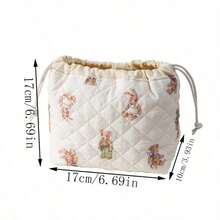 Drawstring Cosmetic Bag With Embossed Print, Large Capacity Drawstring Cosmetic Bag, Multifunctional Storage Bag. Hygiene Bag, Coin Purse, Square Cosmetic Bag, Large Capacity Cosmetic Bag, Large Capacity Travel, Christmas Gift, Skin Care Bag - 彩色 - 查看 10