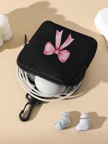 蝴蝶结图案拉链零钱包，轻便易携，可装现金、身份证、信用卡等，便携式零钱包，小巧钱包，杂物收纳袋，时尚现代旅行必备，生日礼物，周年纪念日/情人节礼物，女士礼品袋，教师节礼物 - 彩色 - 查看 5