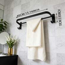 Simple Black Towel Rack, Suitable For Kitchen, Bathroom, Toilet Storage Hanger - الأسود - مشاهدة 2