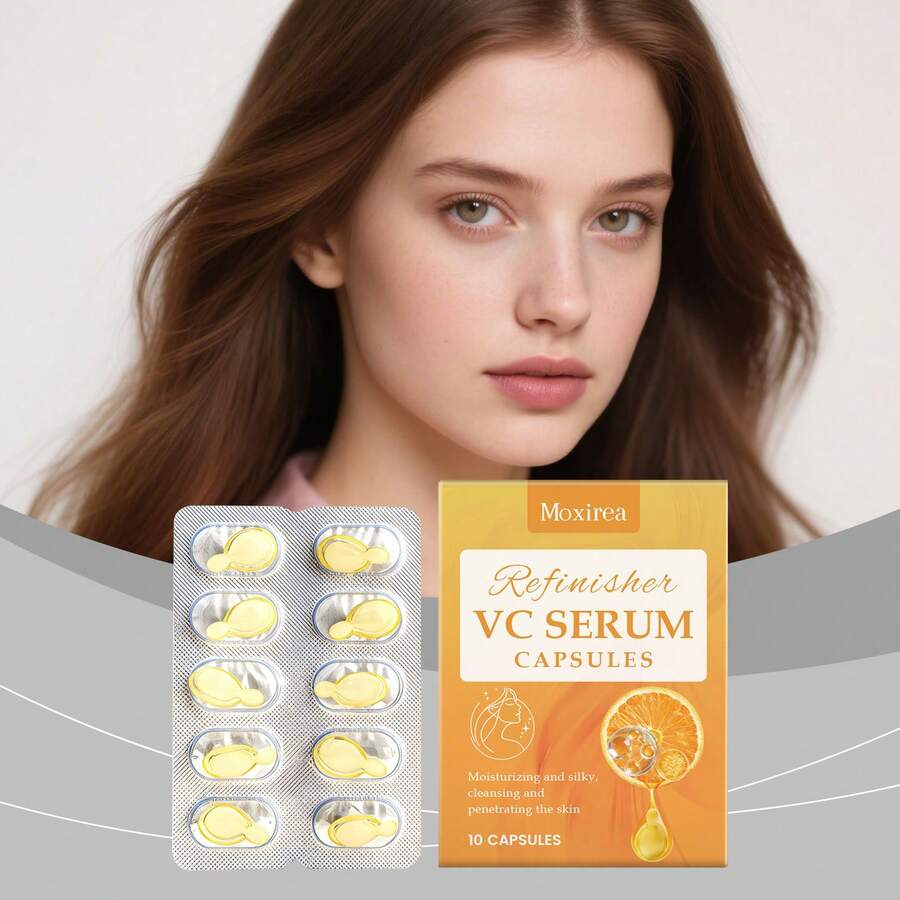 10 viên nang serum dưỡng da mặt, giúp da mặt mịn màng, tinh chất dưỡng da được nuôi dưỡng. - Vàng - Xem 1