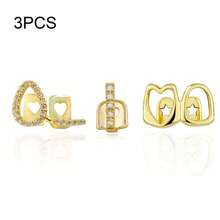 3pcs Fashion Personalized Hip Hop Jewelry Grillz Copper Inset Zirconia Hollow Grillz Out Cool Gift For Men And Women - Multicolor - View 5