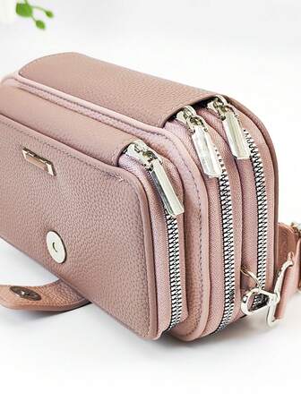 New Crossbody Bag Multi-Functional Large Capacity Double Zipper Phone Wallet Fashionable Minimalist Yet Delicate And Soft Suitable For Casual Vacation And Dates For Women Money Wallet Mini Wallet Purse Wallet Small Wallet