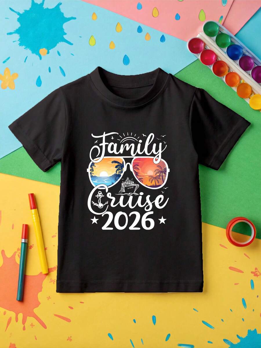 Family Cruise 2026 Kids Shirt, Cruise Crew Toddler Tee, Family Trip Group, Summer Vacation Gift, Family Travel Toddler Sweatshirt, Cruise Matching Kid Sweater OC-1245 - 黑色 - 查看 1