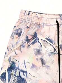 女款夏季枝條印花短褲，休閒舒適戶外運動服，彈性腰帶，輕量快乾面料，適合旅行 - 淺粉色 - 查看 6