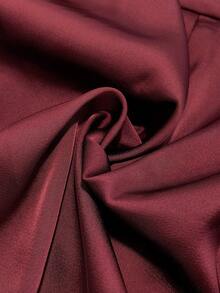 女士春夏新款优雅酒红色翻领垂褶缎面长袖连体衣，顺滑垂坠高端光泽修身百搭连体裤，适合通勤、约会、情人节等场合。 - 酒紅色 - 查看 7