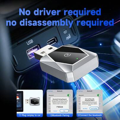 VELEC 全新2025款CarPlay AI迷你盒，有线/无线CarPlay和Android Auto二合一适配器，适用于99%配备有线CarPlay/Android Auto的原装车型，支持2.4~5.0GHz WiFi，外观时尚便携。