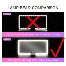 LED Car Vanity Mirror, Suitable For Car Sun Visor Car Makeup Mirror, Rechargeable Touch Screen Makeup Mirror With Adjustable Brightness And Three Lighting Modes, Coastal Theme, USB Charging Makeup Mirror, Wall Mounting Compatible With Cars - 粉紅色 - 查看 6
